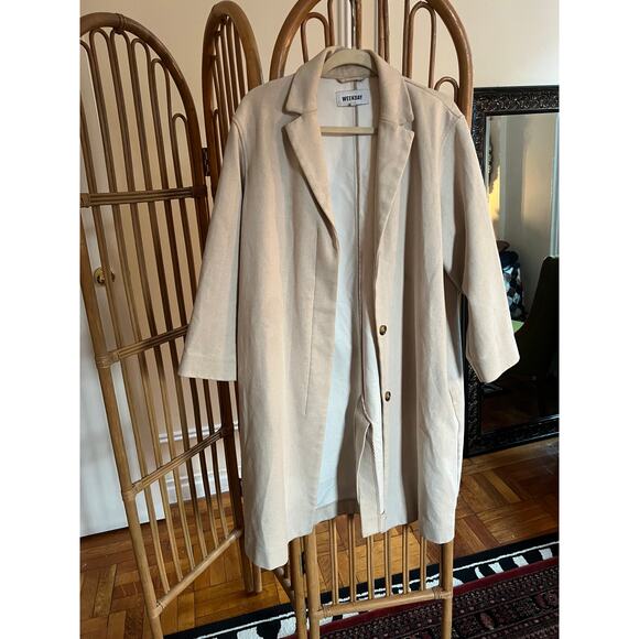 WEEKDAY Lond Linen Mix Coat - Picture 2 of 10